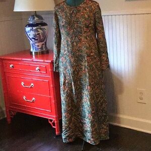 Maxi dress, paisley print, rich jewel tones, empire waist